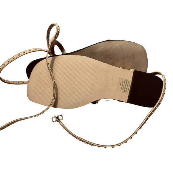 Marc Fisher NALICA Nude Leather Studded Strappy Wrap Sandal SZ 6M Square Toe NEW - Picture 10 of 10